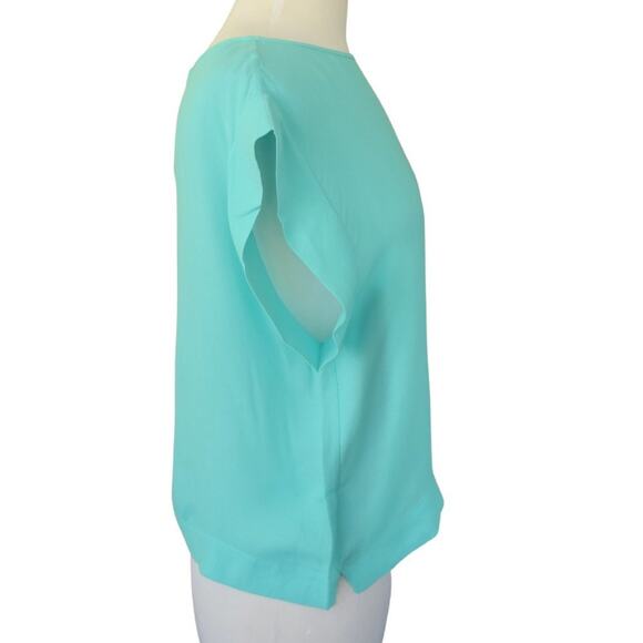 TIBI Pool Blue Modern Boxy Oversized Cap Sleeve Top - Picture 4 of 7